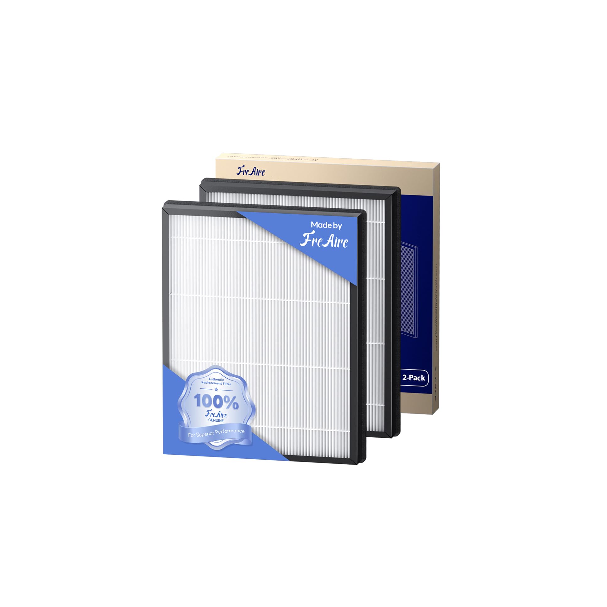FreAire Genuine FreAire HAP607 Air Purifier Replacement Filter, 3-in-1 H13 True High-Efficiency Activated Carbon Filter, Original Filter 2-pack, White, Official, HAP607