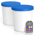 Premium Ice Cream Containers (2 Pack - 1 Quart Each) Perfect Freezer Storage Tubs with Lids for Ice Cream, Sorbet and Gelato! - Blue