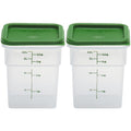 Cambro Food Storage Container with Lid (Microwave Safe and BPA-Free) - 2 Pack - Classic Series Square with Green Lid - 4 QT (Quart) - Commercial Grade for Food Prep (Translucent)