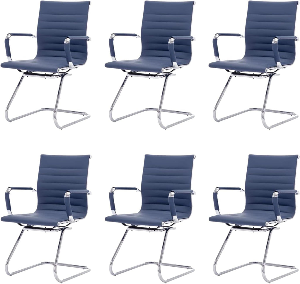 Hny 6-pack Pu Leather Office Guest Chairs, 6 PCS, Navy