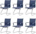 Hny 6-pack Pu Leather Office Guest Chairs, 6 PCS, Navy
