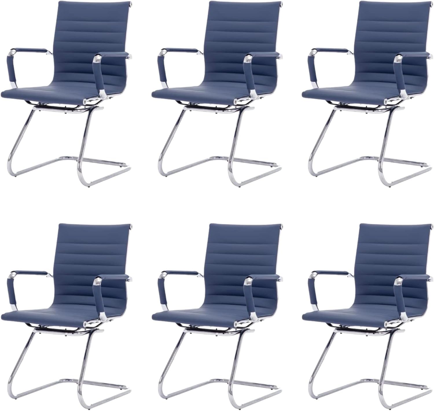 Hny 6-pack Pu Leather Office Guest Chairs, 6 PCS, Navy