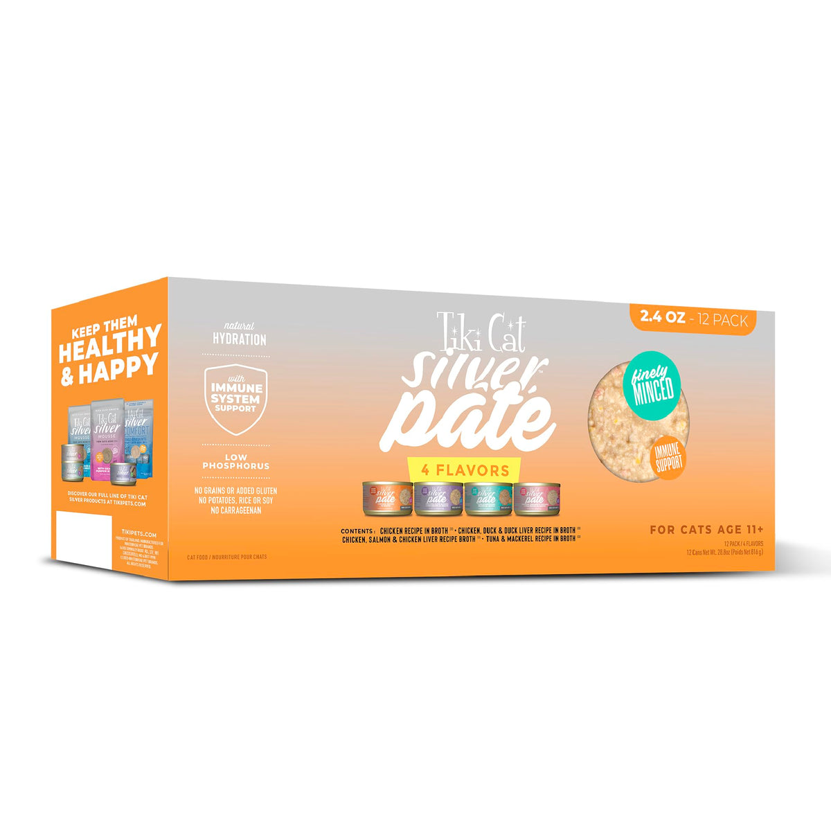 Tiki Cat Silver Pate Wet Cat Food, Variety Pack, 2.4 oz. Can (12 Count)