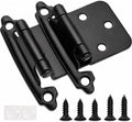 Decobasics 1/2" Overlay Matte Black Cabinet Hinges 50 Pack (25 Pair) Self Closing Bath & Kitchen Cabinet Hinges Black Flush Mount w/Door Bumpers & Upgraded Screws