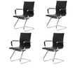 Cimota Waiting Room Chairs Leather Office Guest Chair Mid Back Reception Chairs with Sled Base for Meeting/patient/conference Room, Black Set