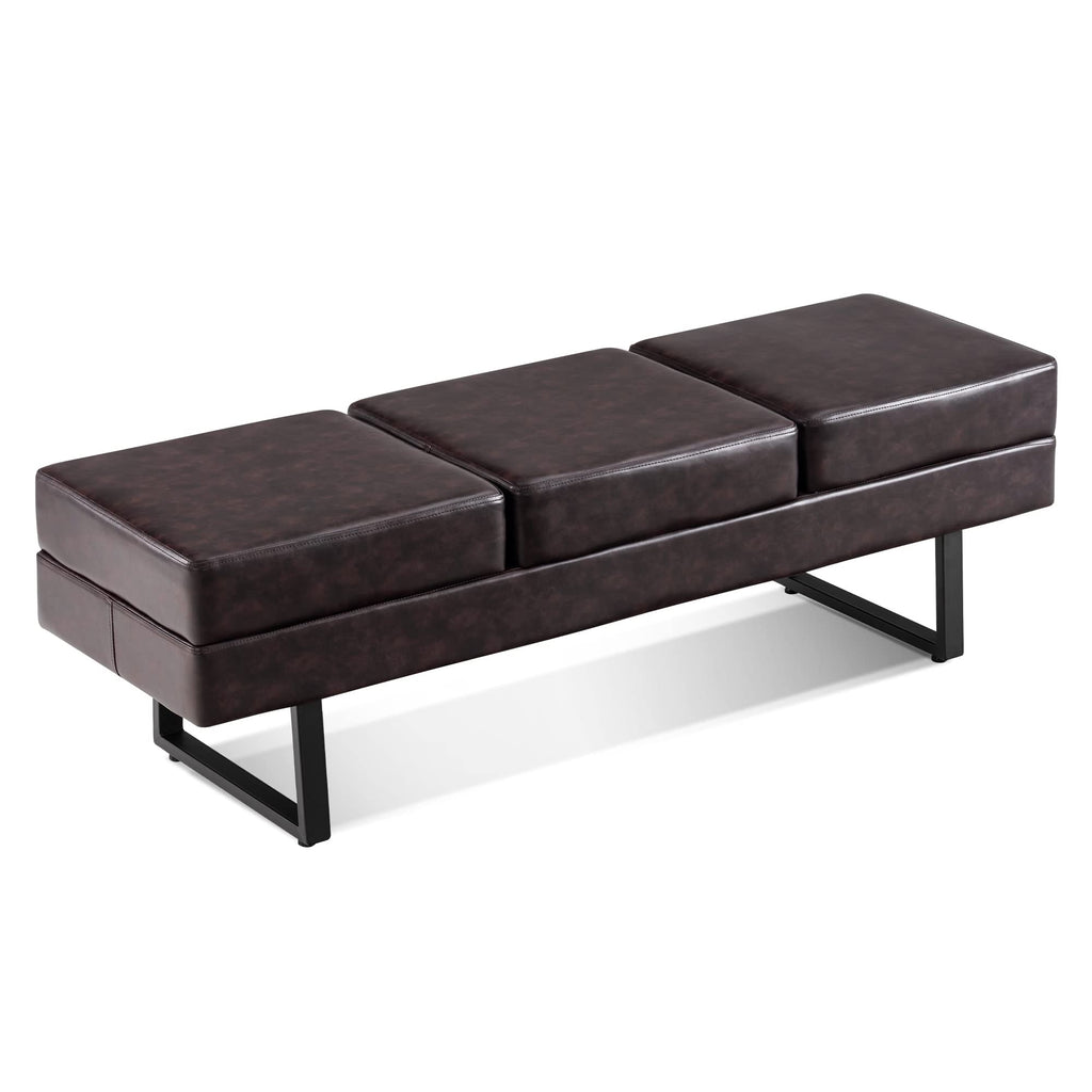 Barberpub Waiting Room Chairs, Heavy Duty Office Guest Reception Bench, Faux Leather Upholstered Lobby Chairs for Salon, Conference Room 7008