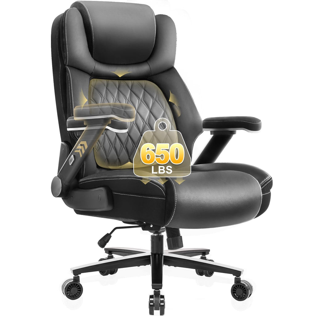 Estevo Big and Tall Office Chair, 650lbs Capacity Wide Office Chair for Heavy People, Ergonomic High Back Office Chair with Upgraded Quiet