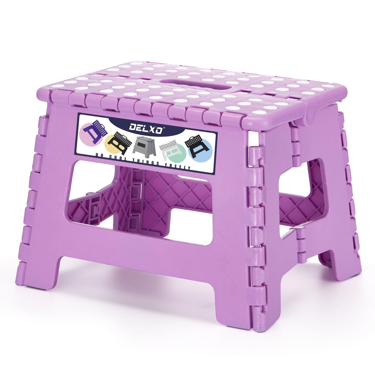 Delxo 9 Inch Kids Step Stool,300 Lbs Folding Step Stool for Toddler Purple, Light Purple