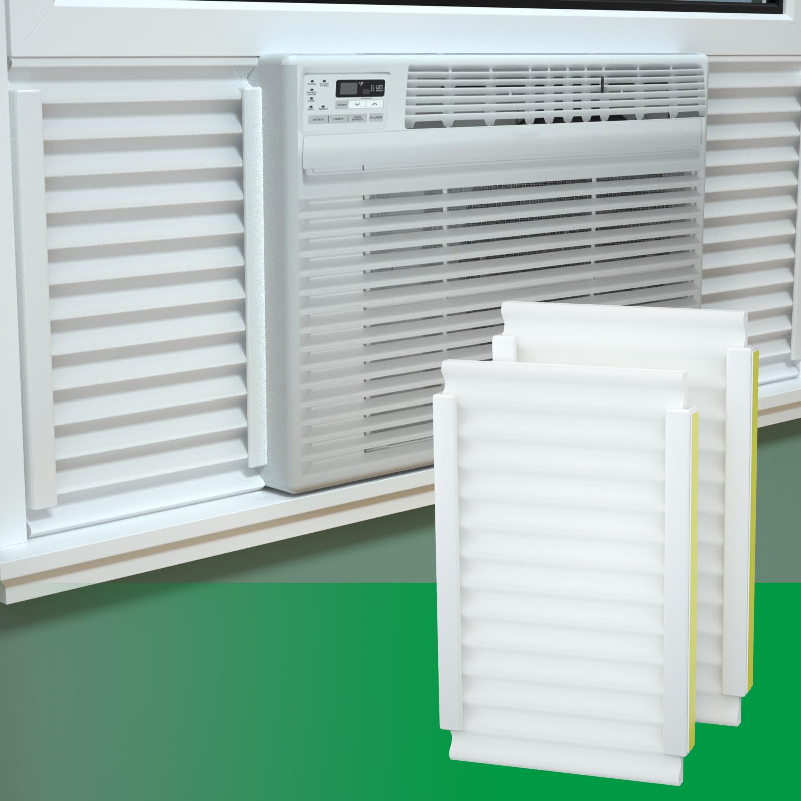 Window Air Conditioner Side Insulated Panel, 2PIC Insulation Panels Window Seal Kit With 4 pressure strips, WinterSummer Winter Heat and Draft Insulating,Insulation Foam Moderate rebound