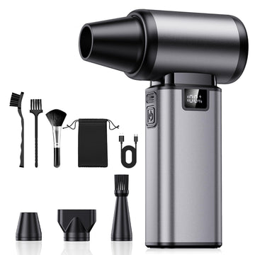 130000RPM Compressed Air Duster, Rechargeabler air Duster with Brushless Motor, 5-Gear Adjustable & 2.5H Fast Charge, Electric Cordless Air Blower for Computer, Car, Keyboard and Indoor Cleaning