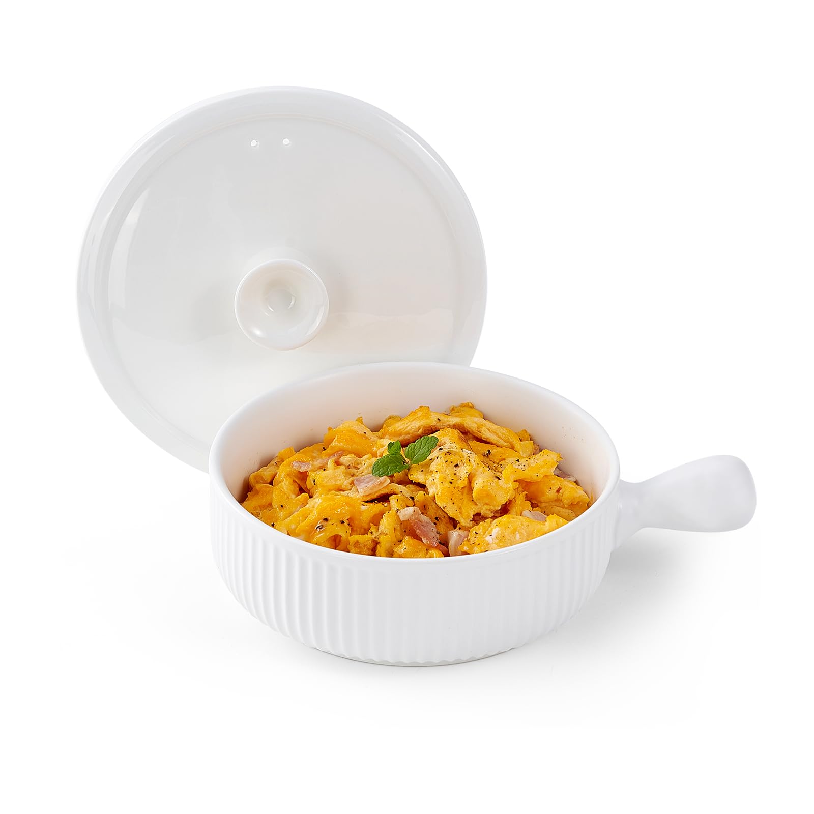 EliteVibe Ceramic Microwave Egg Cooker Scrambled with Lid, BPA-Free Non-Stick Non-Toxic & Heat-Resistant Quick Cooking Egg Maker, Dishwasher Safe, Holds Up to 3 Eggs?White?