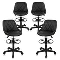 Klasika Drafting Chair with Back, Leather Rolling Swivel Stool with Adjustable Height and Footrest, Ergonomic Tall Standing Desk Office Chairs