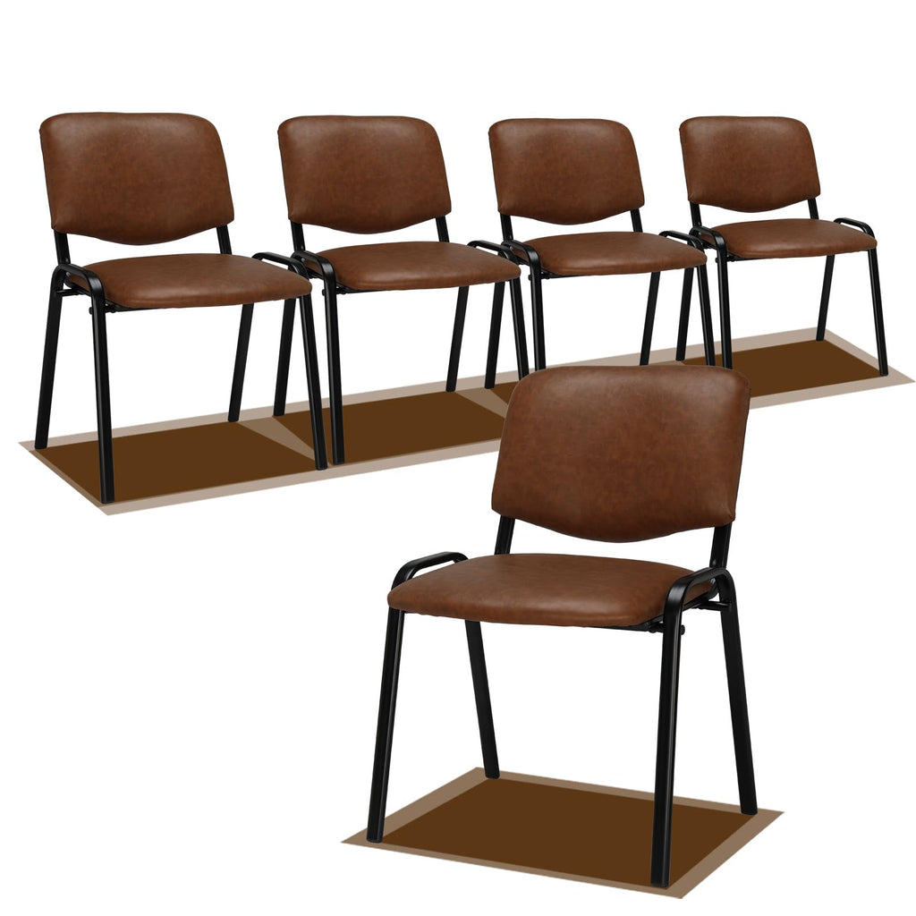 Vingli 5-pack Waiting Room Chairs, Stackable Chair for Office, Pu-rustic
