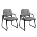Clatina Leather Office Guest Waiting Room Chair with Sled Base, Reception Chair No Wheels with Armrests and Lumber Support, Stationary Desk