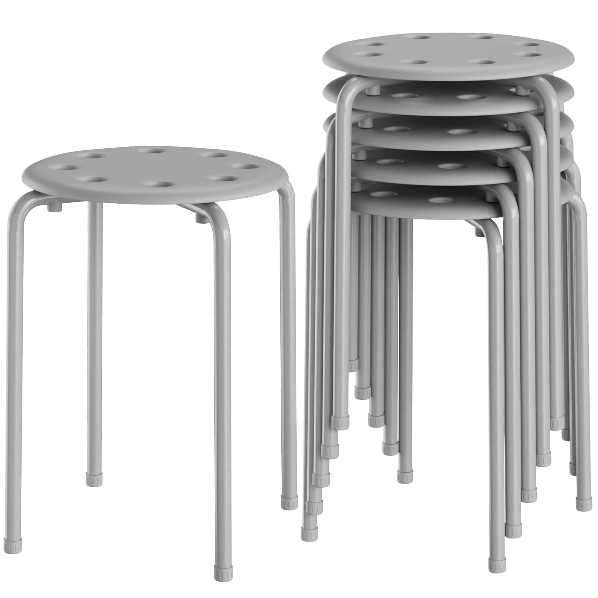 Vecelo 6-piece Stacking Stools, 17.7 Inch Standard Height, Portable Stackable Colorful Decoration Stools for School Classroom and Office Use,