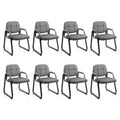 Clatina Waiting Room Chairs with Padded Arms Leather Guest Chair No Wheels for Office Reception and Conference Desk with Sled Base Grey, 8pk