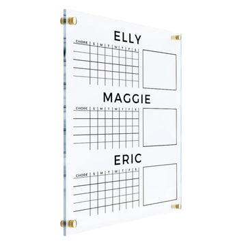 Personalized Acrylic Personal Multi-Child Chore Chart- Personalized Calendar 2026, Dry Erase Board, Dry Erase Calendar, Monthly and Weekly to Do List, Note Board