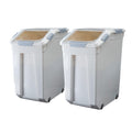 33 Liter / 50 lbs Rice Storage Container with Measuring Cup, BPA free, For Rice | Grain | Pet Food | Flour, 2 count, White