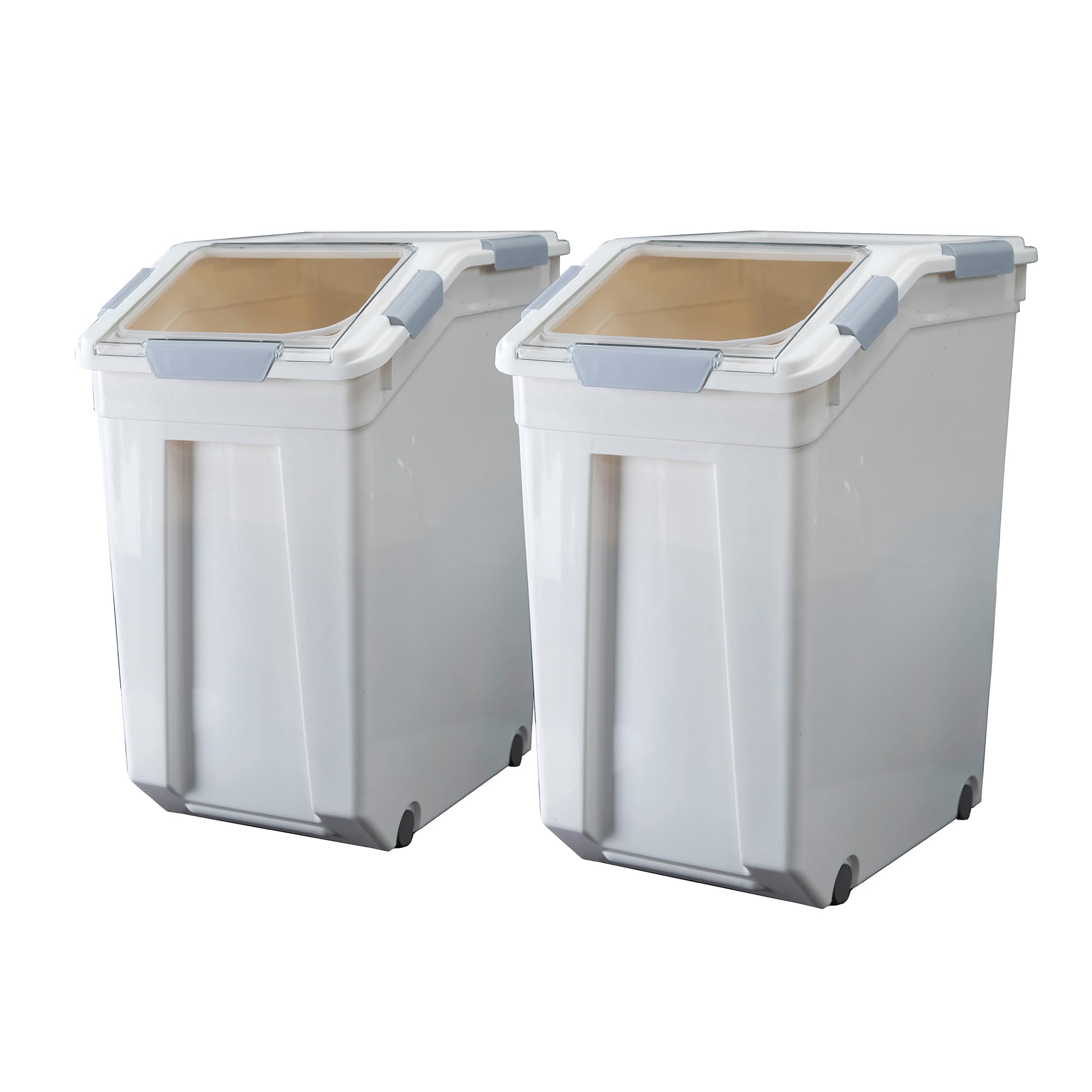 33 Liter / 50 lbs Rice Storage Container with Measuring Cup, BPA free, For Rice | Grain | Pet Food | Flour, 2 count, White