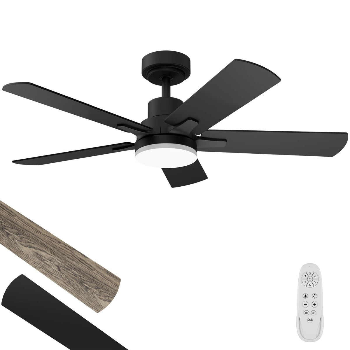 Ceiling Fan With Light 42-Inch, Remote Control Reversible DC Motors, 3CCT Dimmable Timer Noiseless, White Ceiling Fan for Bedroom Living Room, Indoor&Outdoor ETL Listed