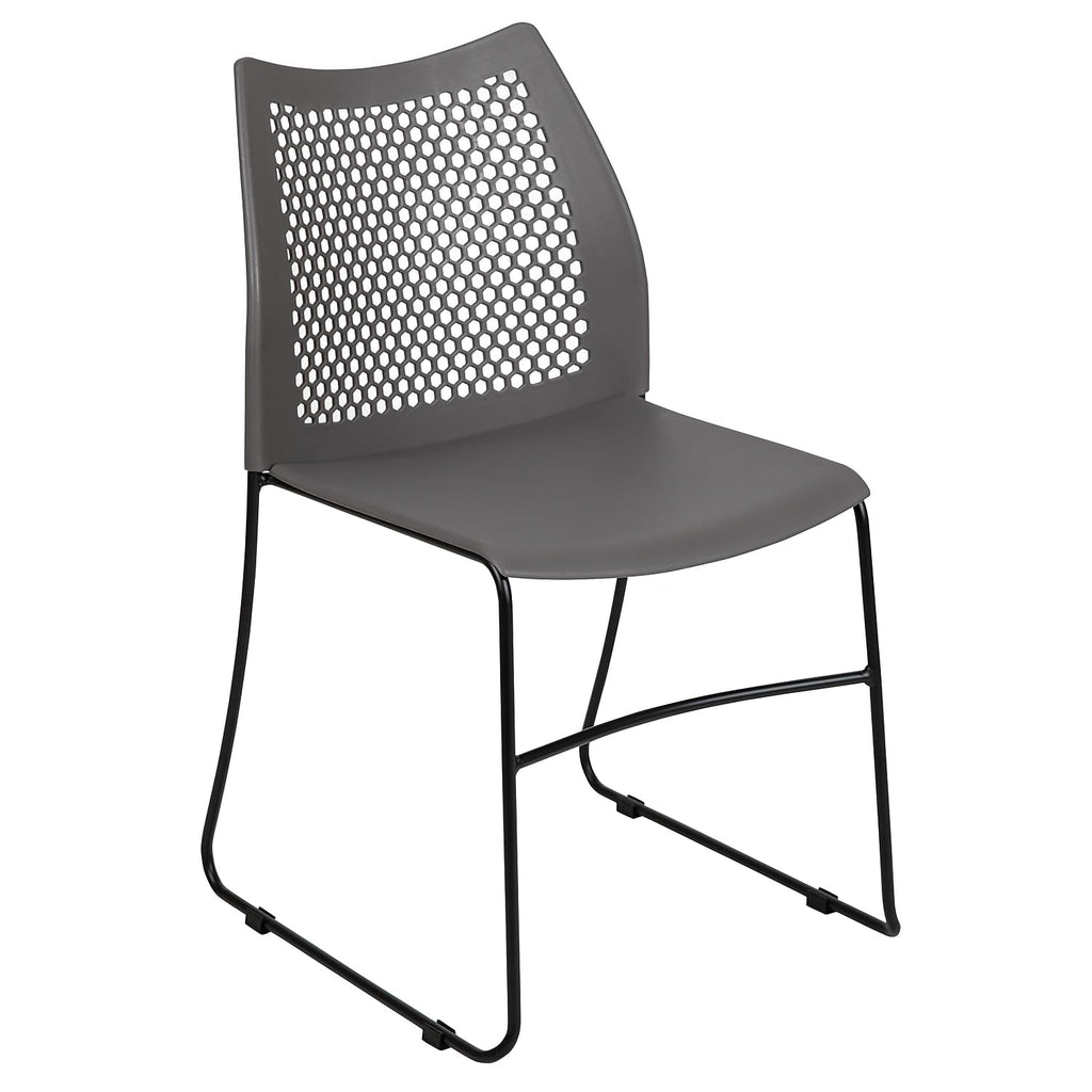 Flash Furniture Hercules Stack Chair with Air-vent Back, Gray, Set of 1, Grey