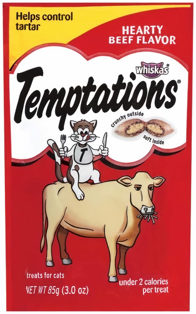 Whiskas Temptations Classic Treats for Cats Hearty Beef Flavor (Pack of 6)