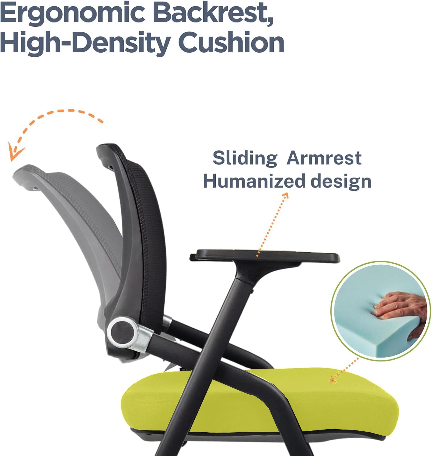 Slkjchr 4 Pack Foldable Office Chairs with Wheels, Mesh Back, Arms and Portable - Folding Office Chairs for Conference Room Chair, Office Guest
