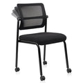 Clatina Stacking Armless Office Waiting Room Chair with Wheels, Stackable Mesh Guest Reception Desk Chairs with Adjustable Backrest for