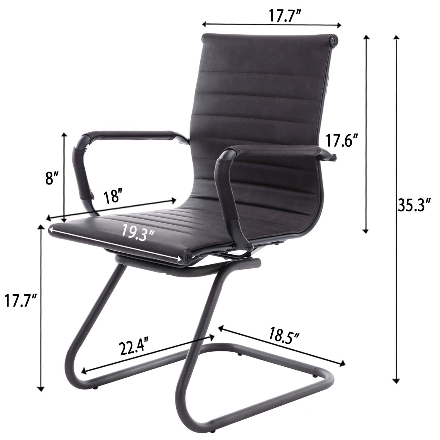 Dm Furniture Office Desk Chair No Wheels Set of 8 Pu Leather Computer Chairs Mid Back Guest Chairs for School Reception Conference Waiting