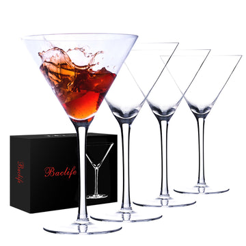 Handblown Crystal Martini Glasses Set of 4-9.5 oz Coupe Glass Set with Stem - Elegant Cocktail Glasses for Bar, Margarita, Cosmopolitan, Manhattan, Gimlet - Unique Gift for Father’s Day