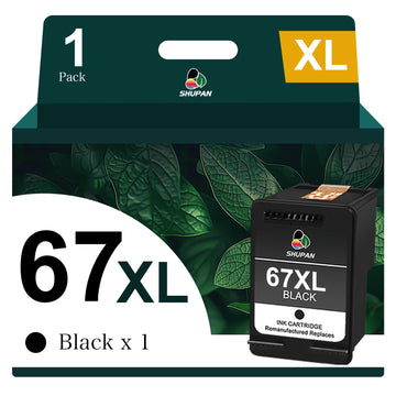 SHUPAN 67XL Ink for HP 67 Black Ink Cartridge 67 XL for Deskjet 2800e 2827e 2855e 2852e 2755e 2700 4200e 4255e 4227e 4100e Envy 6455e 6055e 6000 for HP Ink 67 Black(1 Pack)