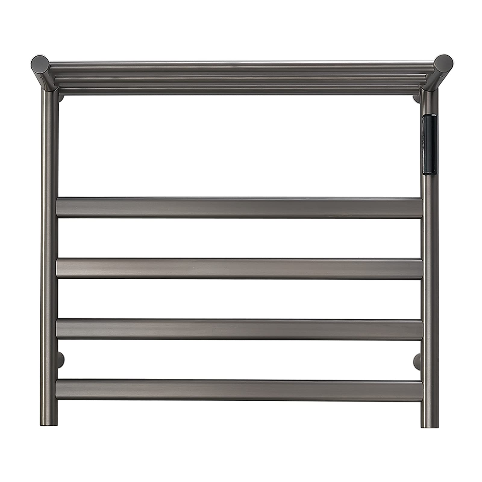 Electric Heated Towel Warmer Drying Rack, 304 Stainless Steel Heated Towel Rail with Timer, Wall-Mounted Bathroom Towel Radiator with Top Shelf, Gun Gray Finish, 485X580x220mm,Plug in (Hardwired)