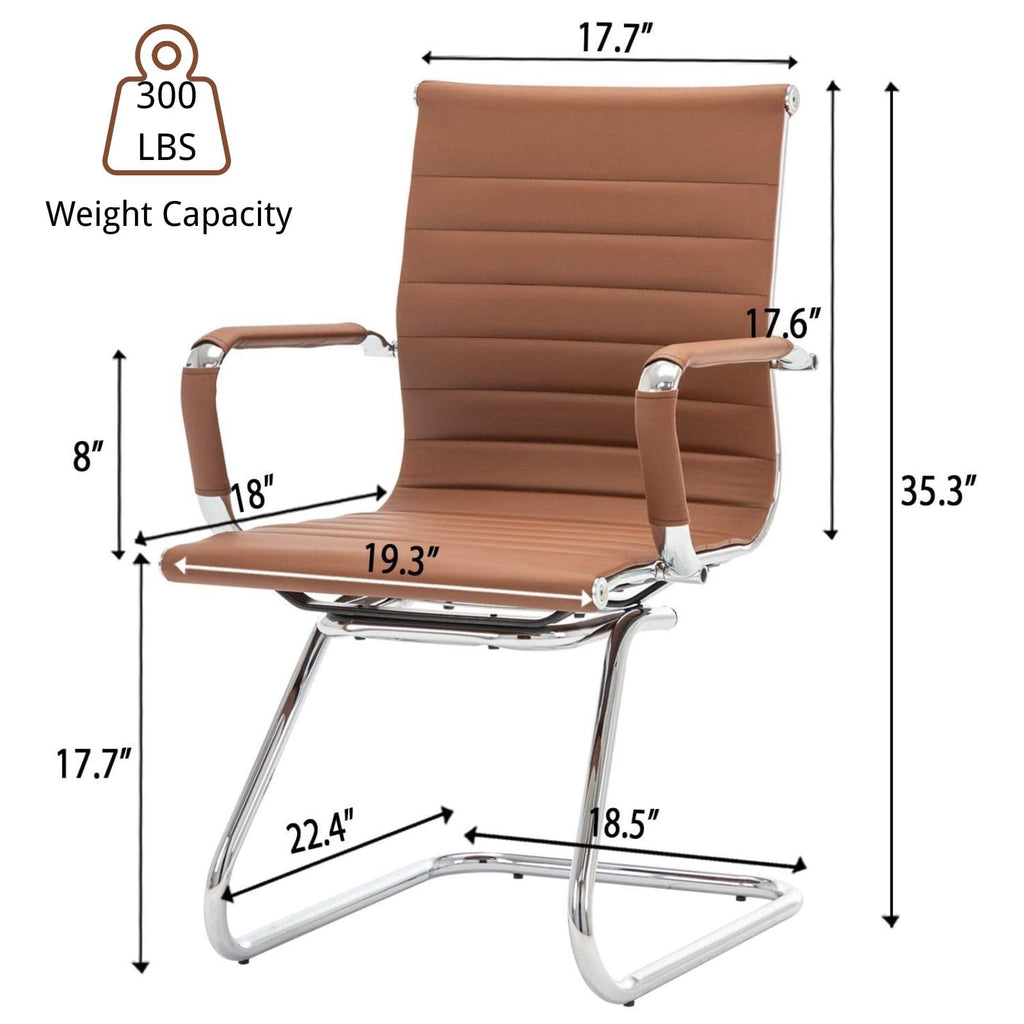 Dm Furniture Conference Room Chairs Set of 2, Waiting Room Chairs with Arms, Faux Leather Reception Chairs No Wheels, Office Guest Chairs with