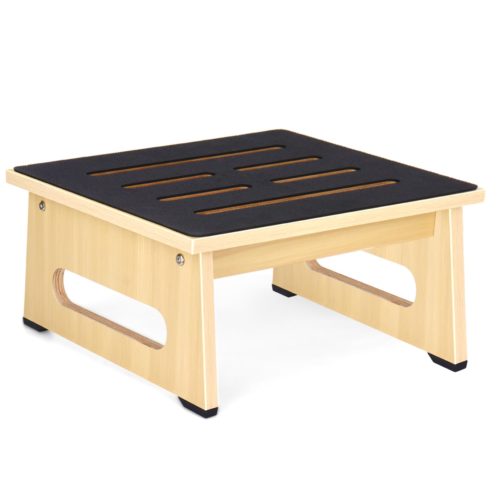 One Step Stool with Non-slip Rubber Stepping Feet, Heavy Duty Wooden Step Stools, 450 Lb Portable Bed Steps for High Beds for Bathroom,