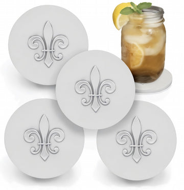 Fleur de lis Absorbent Drink Coasters - Set of 4 - Made in USA