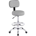 Superjare Drafting Chair with Back, Adjustable Foot Rest Rolling Stool, Multi-purpose Office Desk Chair, Thick Seat Cushion for Home Bar