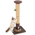 35.4" Tall Sisal Cat Scratching Post, Anti-Tip Stable Base, Interactive Mouse Hole & Toys, Furniture Grade Wood Cat Scratcher Tower for Indoor Cats