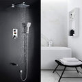Shower Faucet Set Chrome Brass Wall Mounted Bathroom Rain Shower Head Square Big Handheld Digital Display Waterfall Shower System