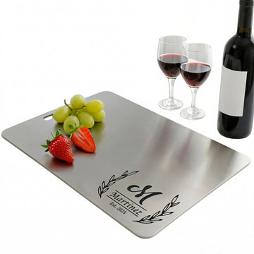Engraved Titanium Cutting Board with Custom Name, Personalized Stainless Steel Board for Couple, Women, Mom Gift, Custom Cutting Board Gifts for Valentine' Day, Housewarming, Wedding, Anniversary