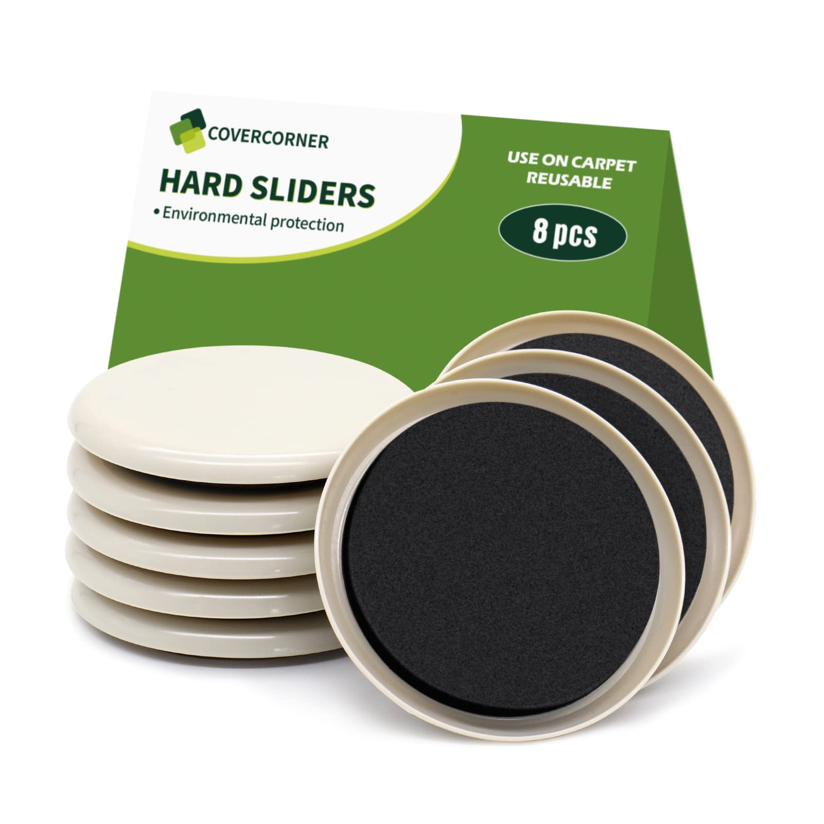 Furniture Sliders for Carpet 8 PCS - 3 1/2 inch Furniture Moving Slider Chair Legs Floors Protectors– Move Your Furniture Easy & Safely(for Carpet)