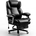 500lbs Reclining Big and Tall Office Chair for Heavy People with Foot Rest, Reclining-black