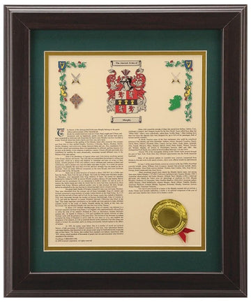 11 x 14 History with Coat of Arms - Walnut Framed Print