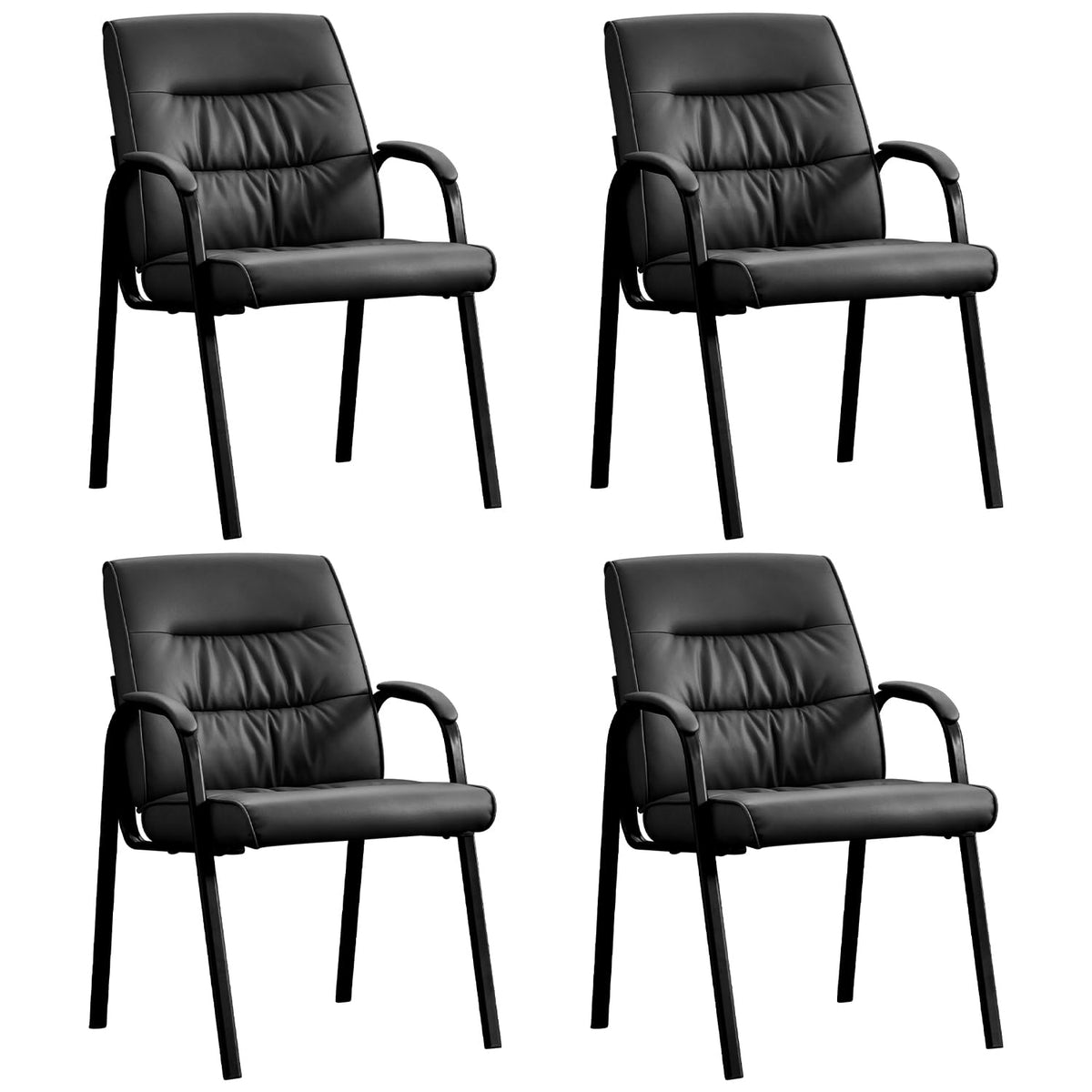 Boiskom Office Guest Reception Chair Set of 4, Conference Room Chairs Waiting Room Chairs 4 Pack, Modern Leather Office Desk Chair No Wheels.