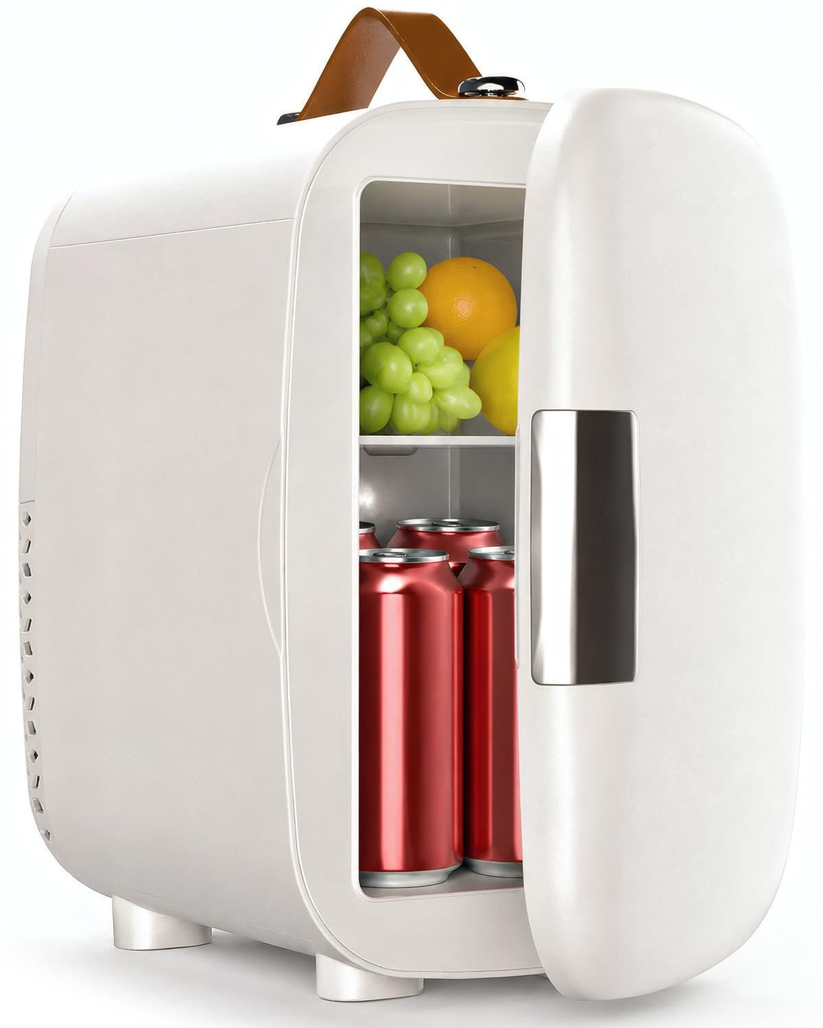 Cosmetic Fridge, Portable Mini Fridge for Skincare Food Drinks, 4L/6 Can Electric Plug In Cooler & Warmer, AC/DC Skincare Refrigerator for Bedroom Office Car Dorm (White)
