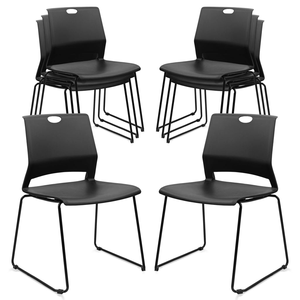 Klasika Stackable Guest Reception Chairs, Stacking Office Chair with Ergonomic Lumbar Support & Metal Legs, Plastic Desk Chairs for Conference