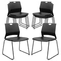 Klasika Stackable Guest Reception Chairs, Stacking Office Chair with Ergonomic Lumbar Support & Metal Legs, Plastic Desk Chairs for Conference