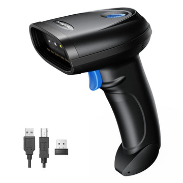 Bluetooth 1D&2D Barcode Scanner, 3-in-1 Bluetooth & USB Wired & 2.4G Wireless QR Barcode Reader, PDF417 Data Matrix Handheld Bar Code Scanner Work with Windows, Android, iOS (TM-10B)