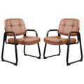 Clatina Big & Tall 500 Lb Waiting Room Chairs with Padded Armrests and Sled Base, Leather Stationary No Wheels Office Reception Guest Chair for