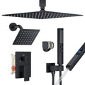 Shower Faucet Set, Ceiling Mount Shower System 12-inch & 6-inch Dual Shower Head Set with 2 in 1 Handheld Spray Rain Shower Faucet Head with Rough-in Valve and Shower Trim Kit, Matte Black