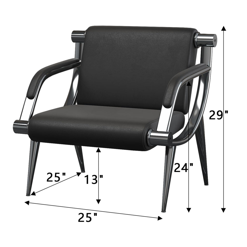 Wonline 2pcs Waiting Room Chair with Armrest Black Pu Leather Office Furniture, Office Guest Seating Lobby Conference Reception Chairs for